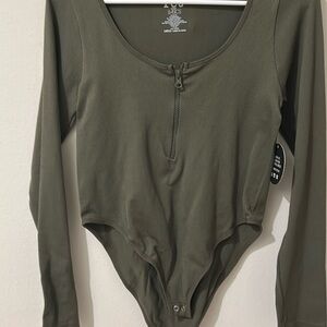 Olive Green Long Sleeve Bodysuit
